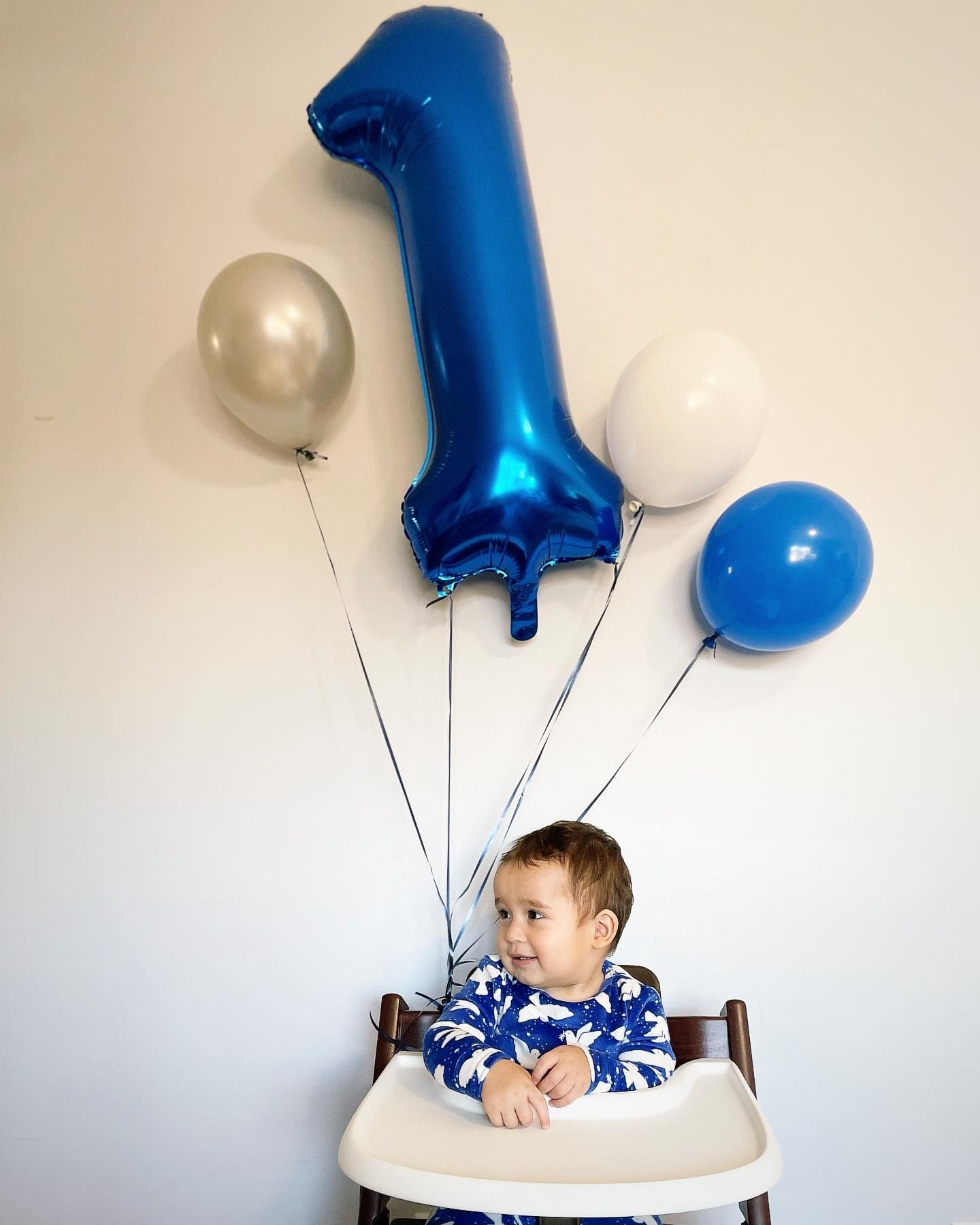 Metallic Blue Number 1 Balloon for First Birthday 40 Inch, 1st One Number Balloons Birthday Decorations for Girl Boy Toddler Baby
