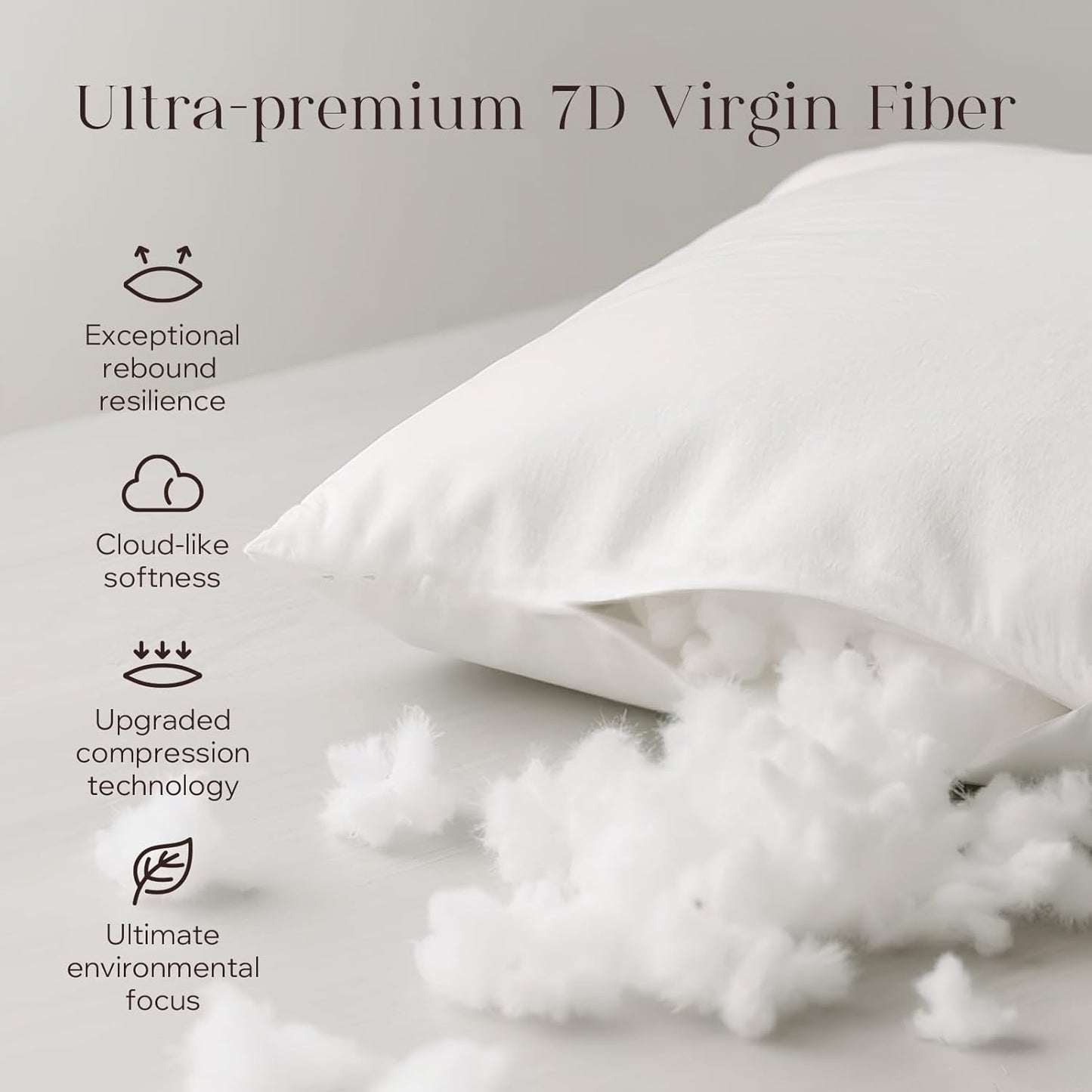 Phantoscope Pillow Inserts - Hypoallergenic 100% Virgin Fiber Microfiber Throw Pillows | 18x18 Inch (Pack of 4)