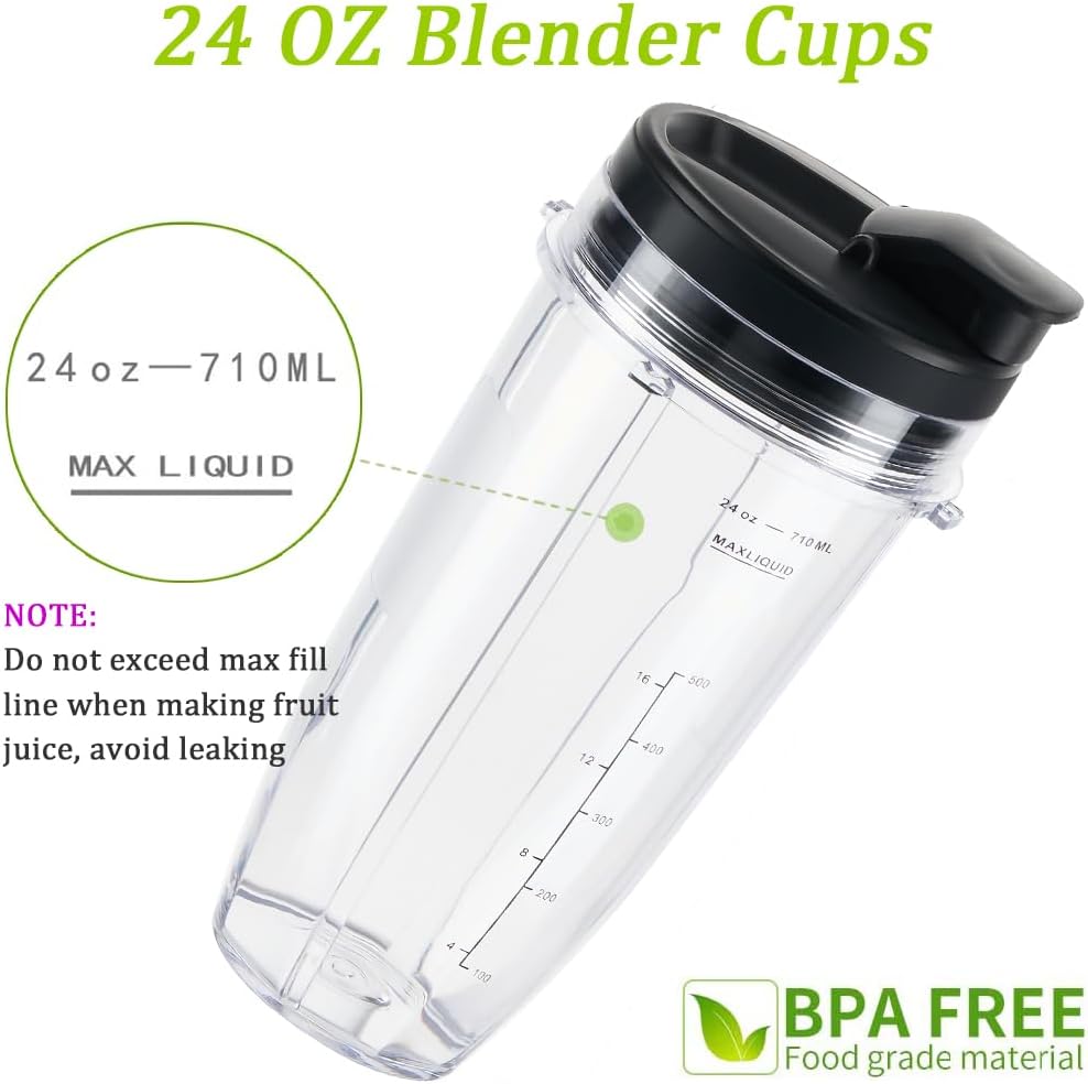 Nutri Ninja 24oz Blender Cup - Sip & Seal Lid for BL450, BL456, BL480, BL640 | 2-Pack