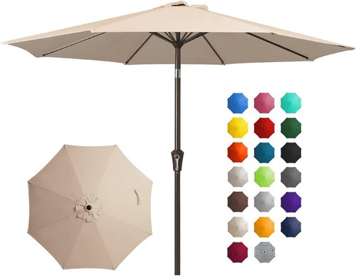 JEAREY 10FT Outdoor Patio Umbrella - UV Protection & Waterproof with Push Button Tilt | Beige