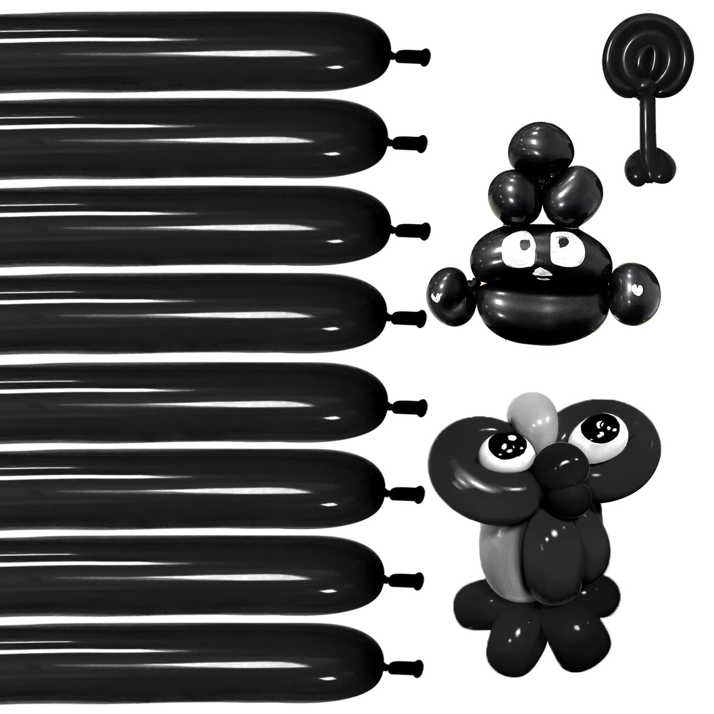 Black 260 balloons, Thickening Latex Black 260q Balloons for Animal Model, 100pcs Long Twisting Balloons for Halloween Xmas Presents, Animal Shape Weddings, Birthdays Clowns.