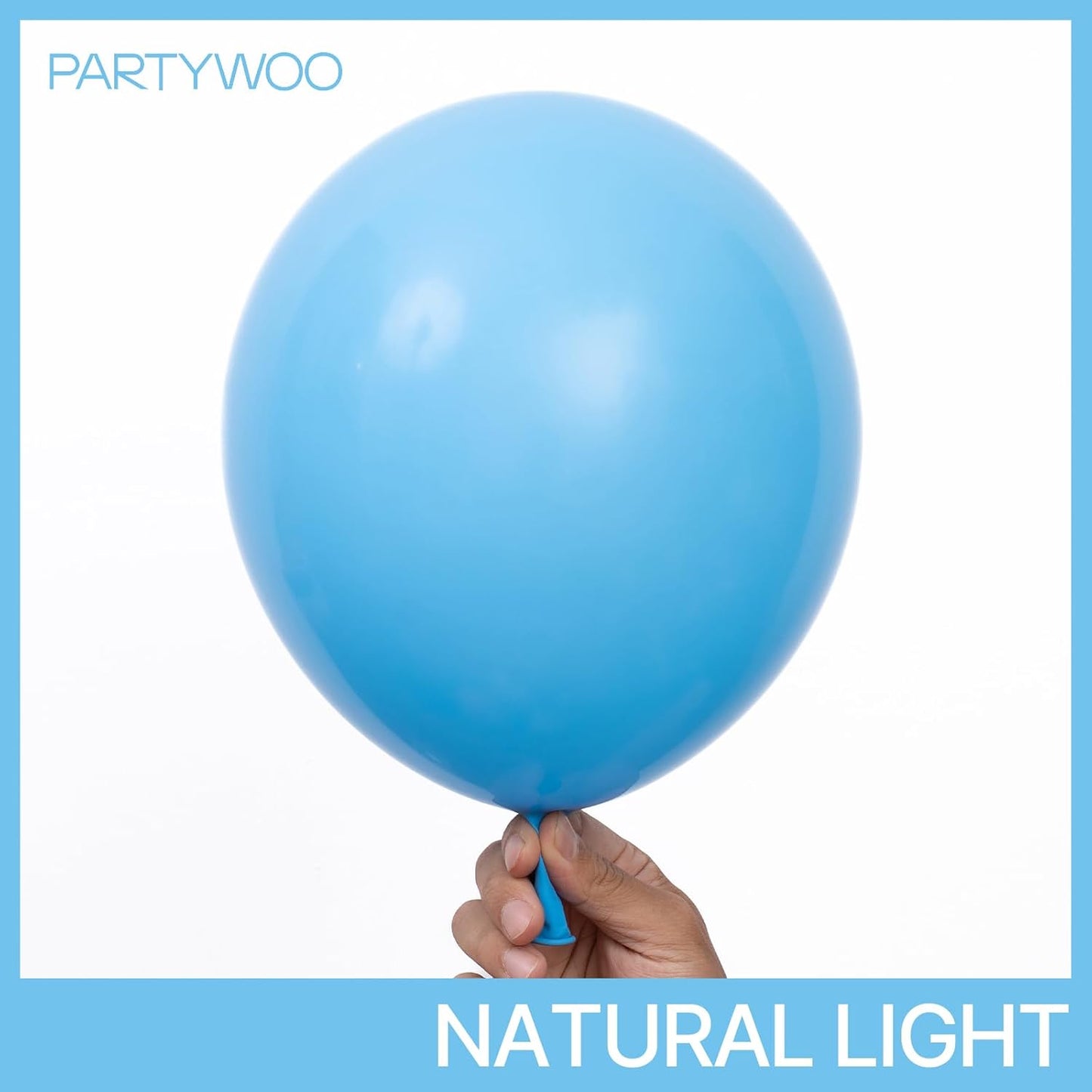 PartyWoo Light Blue Balloons - 50pcs 12 Inch Pastel Latex Helium Balloons for Baby Showers & Parties