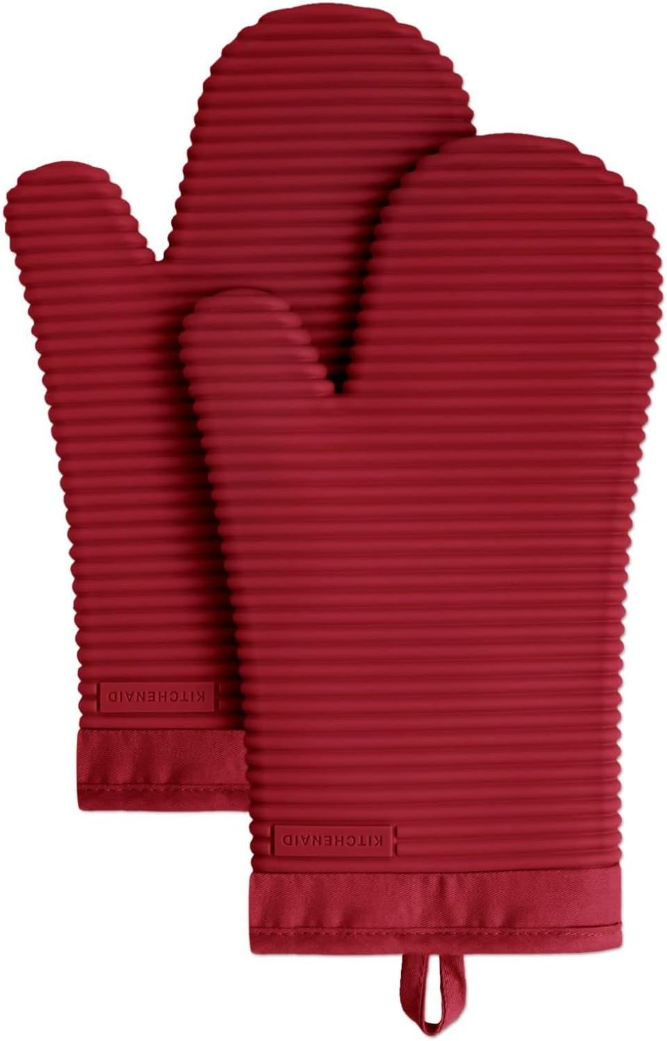 KitchenAid Ribbed Soft Silicone Oven Mitts - 2-Pack Set, 7.5"x13", Smoked Paprika Color
