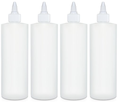 BRIGHTFROM Condiment Squeeze Bottles, 16 OZ Empty Squirt Bottle with Twist Top Cap, Leak Proof - Great for Ketchup, Mustard, Syrup, Sauces, Dressing, Oil, Arts and Crafts, BPA FREE Plastic - 4 PACK