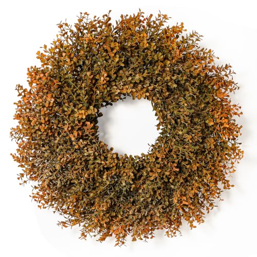 Green Moon 26'' Faux Fall Wreath for Front Door - Orange Autumn Decor