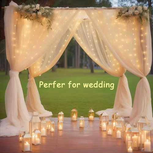 Honche 300Led Fairy Curtain String Lights 10x10ft with Remote Window Lights for Bedroom Wedding Party Festive Season Propose Christmas Decoration(Warm White)
