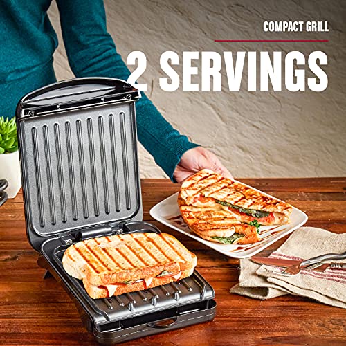 2-Serving Compact Indoor Electric Grill and Panini Press - Black