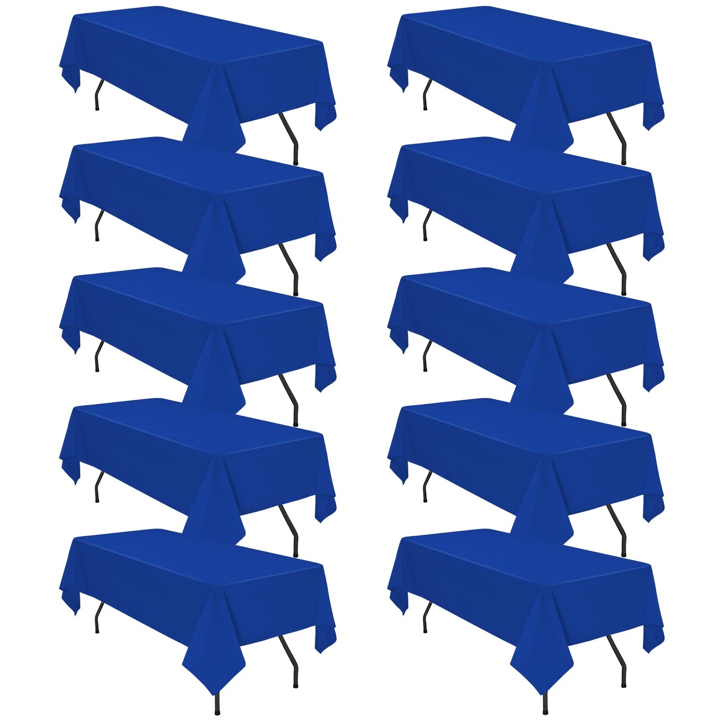 Pesonlook 10Pack Royal Blue Table Clothes for 8ft Rectangle Tables, 60 x 126 Inch Rectangle Tablecloth Anti-Wrinkle Washable Polyester Tablecloths for Wedding Reception Banquet Party