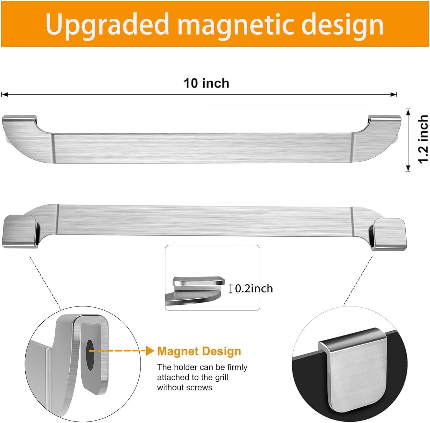 Skiennix Magnetic Griddle Spatula Holder - Stainless Steel Tool Rack for Blackstone Griddles | 2 Pcs
