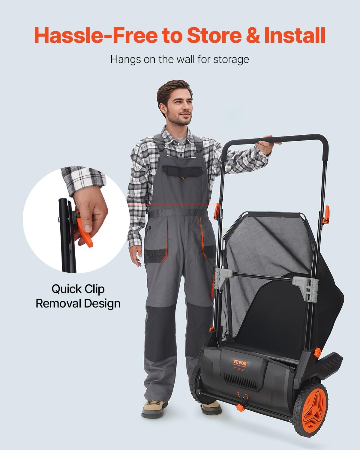 VEVOR Push Lawn Sweeper - 21-Inch Heavy-Duty Leaf & Grass Collector with 3.5 Cu. Ft. Capacity