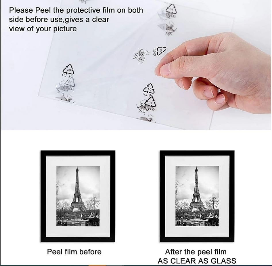 Upsimples 11x14 Picture Frame Set of 5 - Versatile Display for 8x10 or 11x14 Photos | Elegant Black Design
