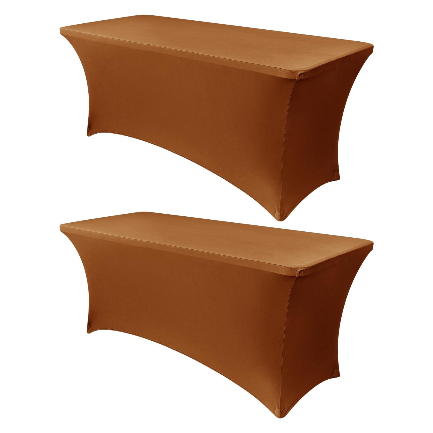 Obstal 8Ft Stretch Spandex Table Cover for Standard Folding Tables - 2 Pack Universal Rectangular Fitted Tablecloth for Party, Banquet, Events, Trade Show (Light Coffee, 96L x 30W x 30H Inches)