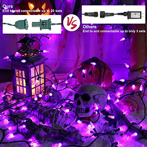 Brizled Purple Halloween Outdoor String Lights, 33 ft, 100 C5 LED (Purple)