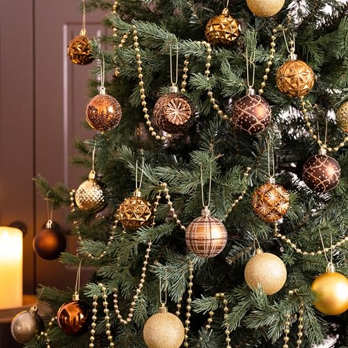 Valery Madelyn 16ct Fall Ornaments Set Copper Bronze Gold 2.36in Shatterproof Hanging Balls
