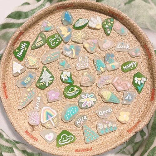 Tumbled Sea Glass 31oz - Frosted Crafting Gems for Christmas Tree Decor, Wreath DIY & Vase Filler | Beach Glass Pieces for Holiday Crafts and Home D?cor(Aqua White)