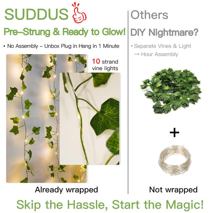 Vine Lights for Bedroom - 200 LED Ivy Curtain Lights Plug-In with Remote - Variation of Ivy / Plug In-200led