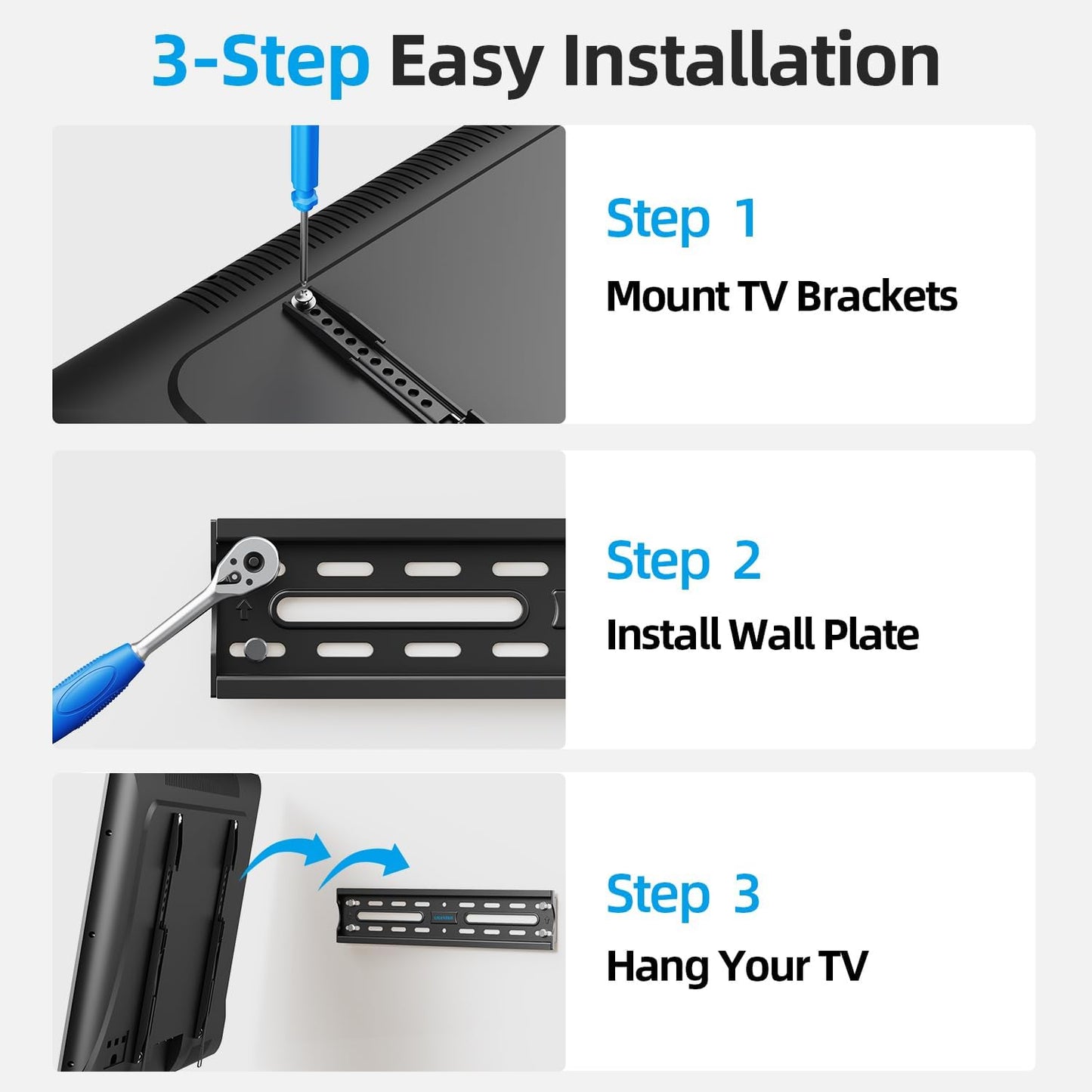 USX STAR Fixed TV Wall Mount - Ultra Slim Design for 26-60 Inch Screens | Quick Release Lock, Max VESA 400x400mm, Holds 99 lbs