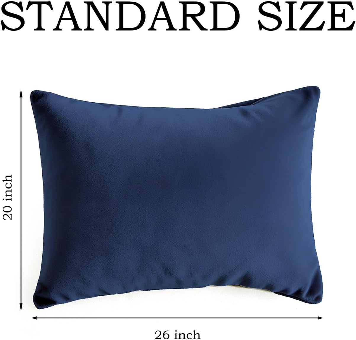 Q&J Fabric Co. Standard Size Pillow Cases - Soft Brushed Microfiber, Wrinkle-Free, Navy Blue (Set of 2, 20x26'')