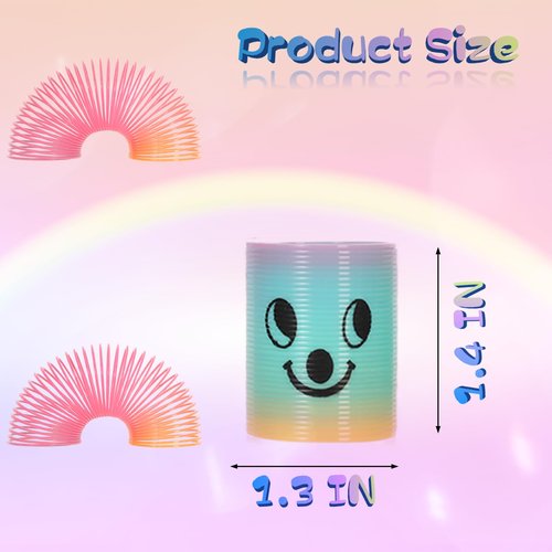 Irnushka Mini Spring Rainbow Coil Party Favors for Kids, Mini Plastic Coil Spring Toy for Easter Egg Filler Party Favor Carnival Prize Birthday Goodie Bag Stuffers (Style A, 30)