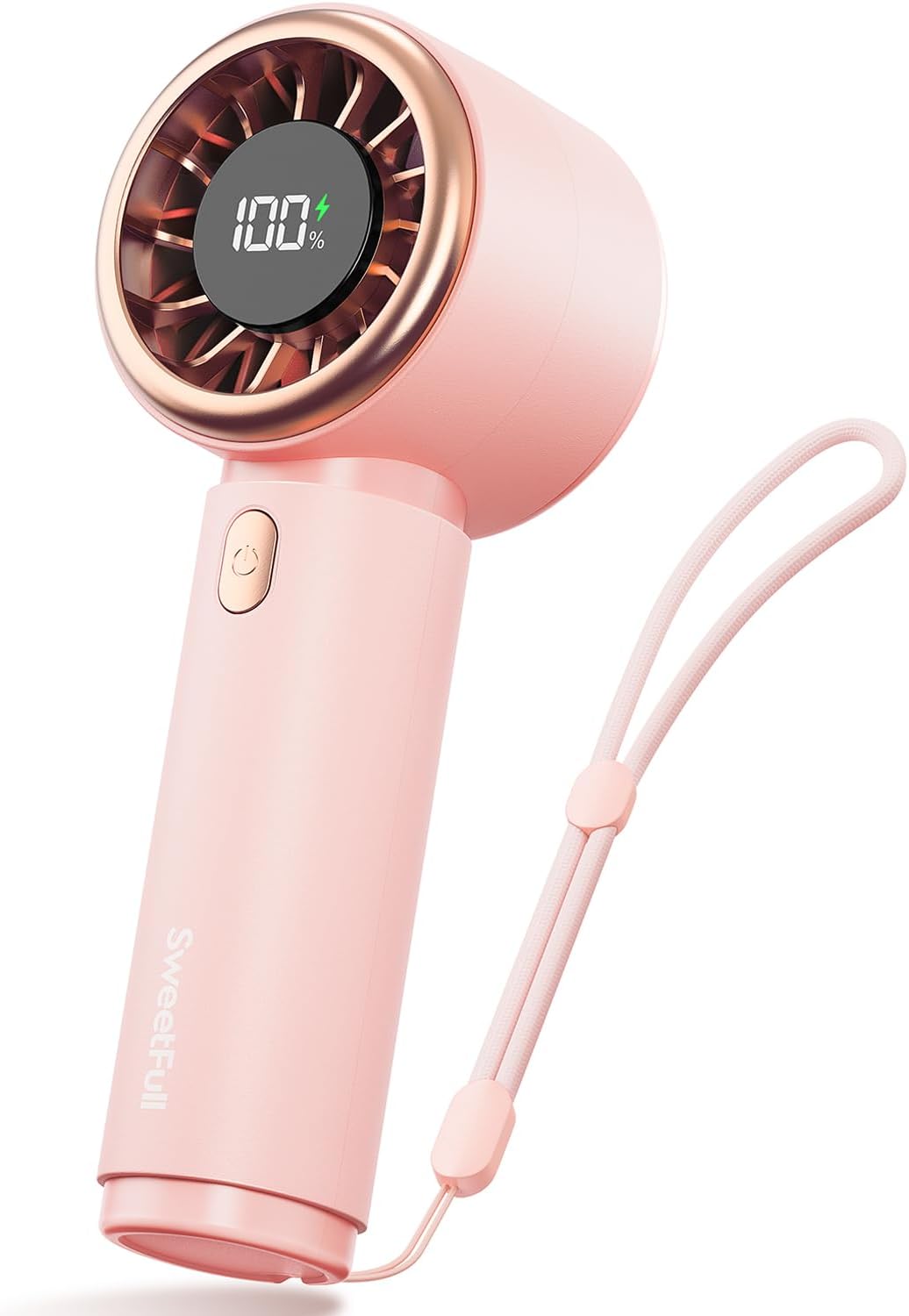 Sweetfull Mini Fan - Cute Handheld Turbo Fan with Rechargeable Battery | 5 Speeds, Portable Pink Travel Essential