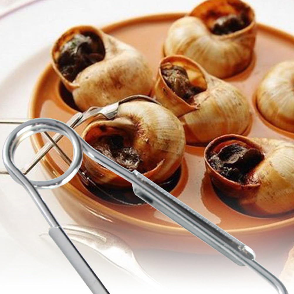 Luxshiny 6 Pcs Stainless Steel Escargot Tongs Snail Tong Food Serving Clips with Ergonomic Handles for Kitchen Dining and Seafood Serving