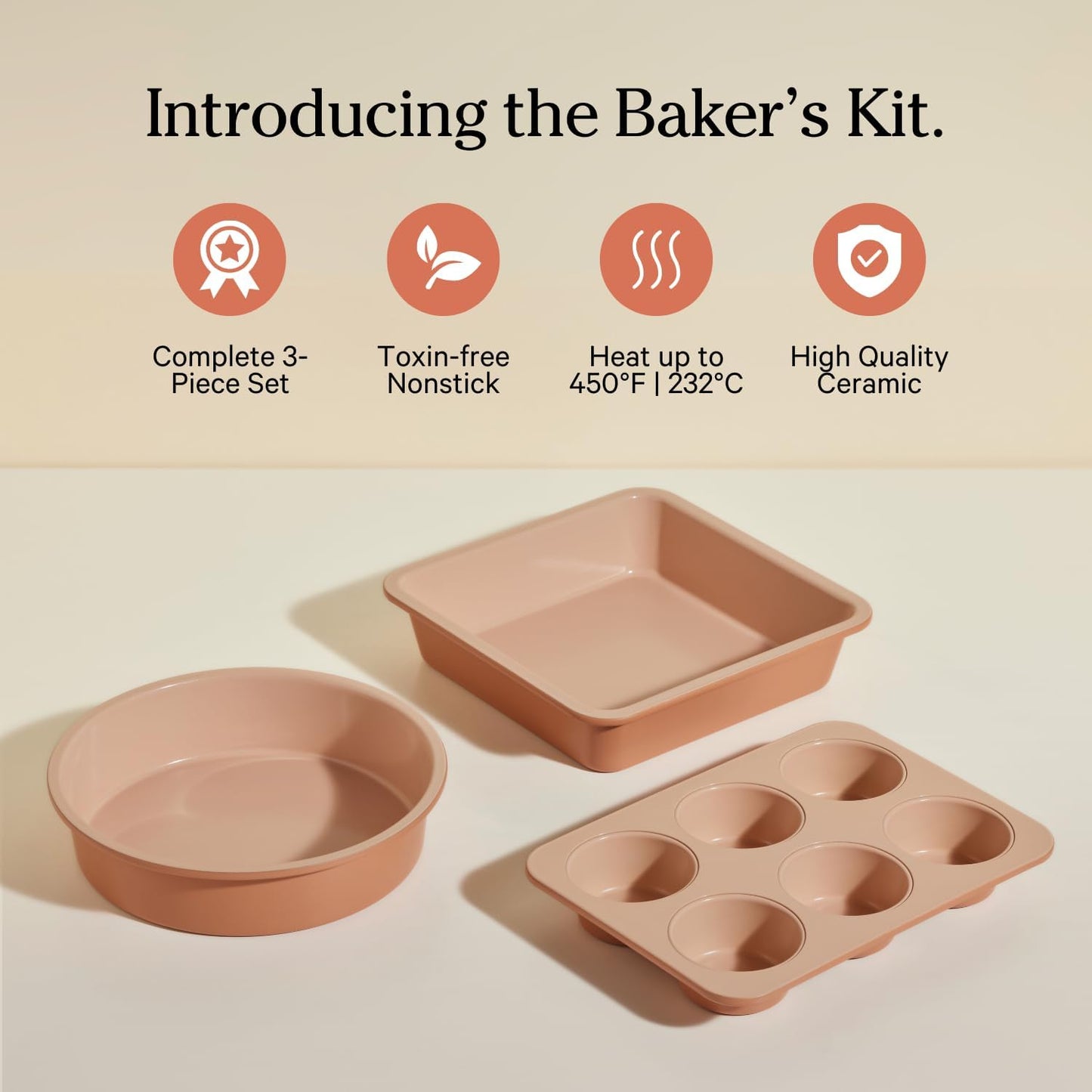 Our Place Wonder Oven Baker’s Kit | 3-Piece Toxin-Free Ceramic Nonstick Bakeware Set - Oven-Safe to 450°F - Spice