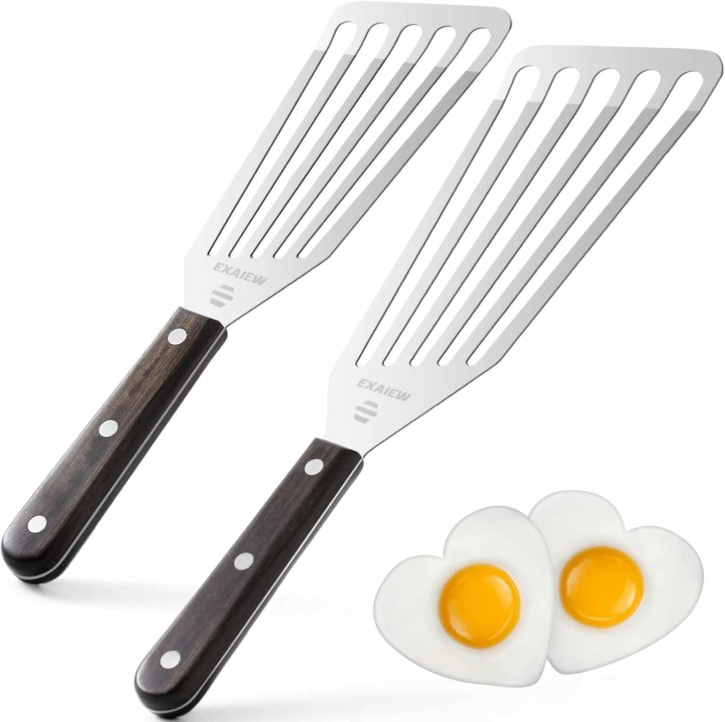 Skiennix Fish Spatula - Flexible Stainless Steel Turner for Flipping Eggs & Burgers | 2 Pack