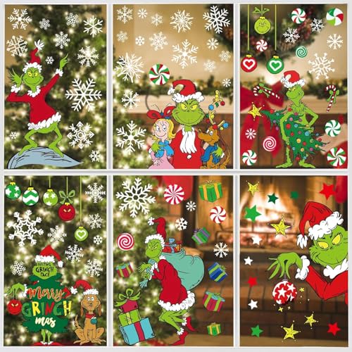 Boroner Christmas Window Clings 100 pcs Double-Sided Static Decals - Winter Wonderland