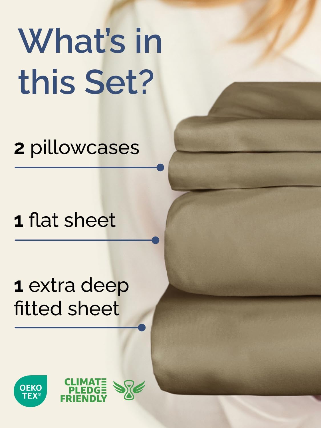 Skiennix Extra Deep Twin Sheet Set - 4 Piece Breathable Cooling Bedding - Soft Wrinkle-Free Khaki