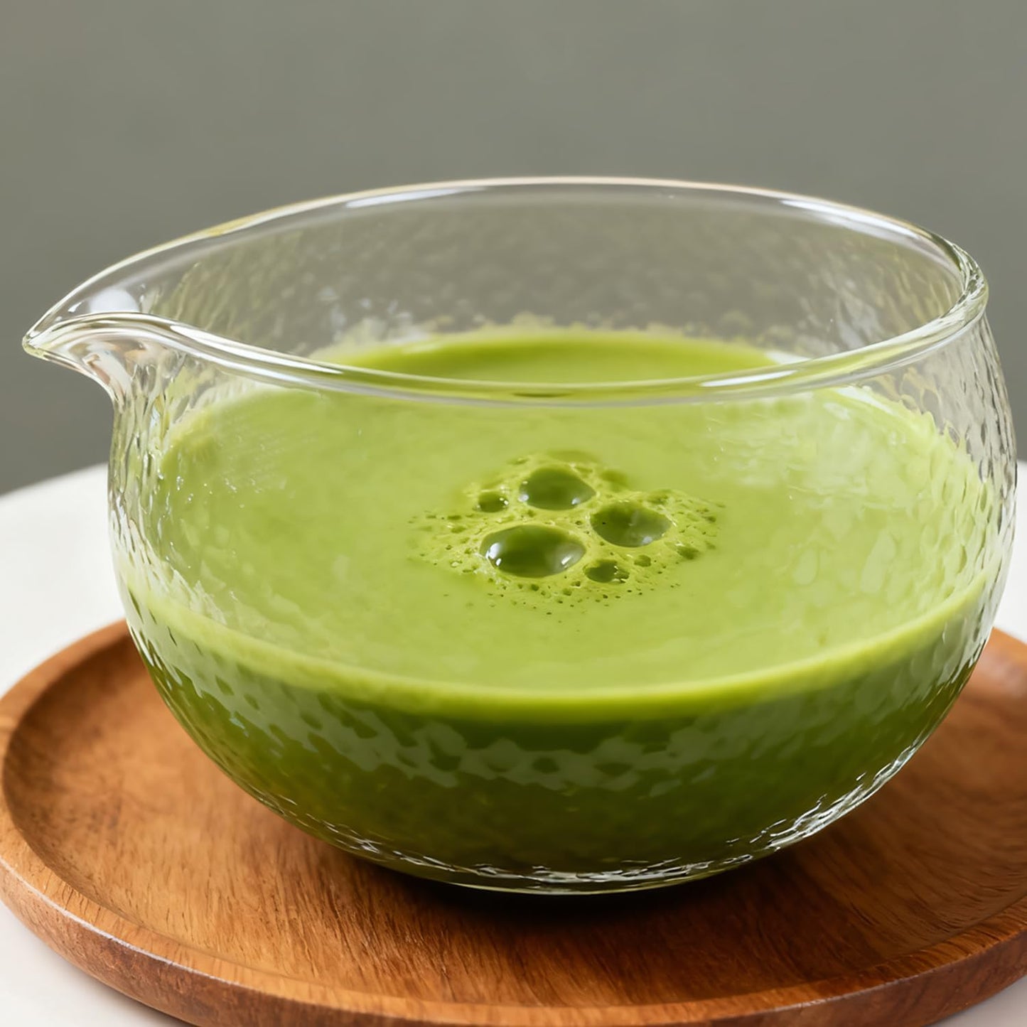 Skiennix Glass Matcha Bowl - Textured Chawan for Whisking Matcha & Mixing Salads | Clear Japanese Style