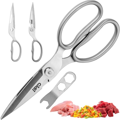 Gidli Premium Kitchen Scissors - Heavy Duty Stainless Steel Shears | Dishwasher Safe & Easy to Clean