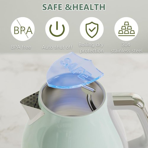 Evoloop Electric Tea Kettle - 1500W 1.0L Stainless Steel Hot Water Boiler | Retro Design, Auto Shut-Off