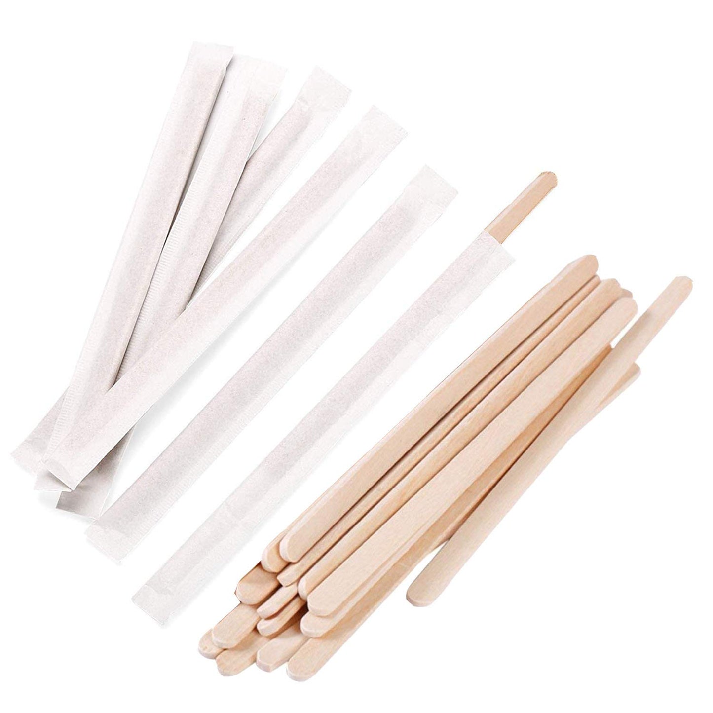 Gmark 5.5-Inch Ultra-Thick Individually Wrapped Wood Stir Sticks (200 Count) - 2.3mm Heavy Duty Birch Stirrers - Hygienic No-Snap Beverage Mixers & Craft Sticks for Coffee & Tea GM1115D