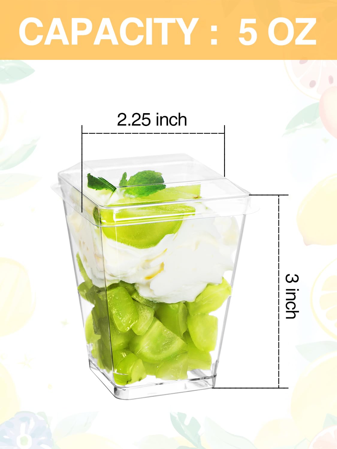 NEEBAKE 110 Sets 5oz Plastic Dessert Cups with Lids - Parfait Cups with Lids, Clear Mini Dessert Cups, Small Tumbler for Puddings, Mousse, Appetizers (Not Included Spoons)