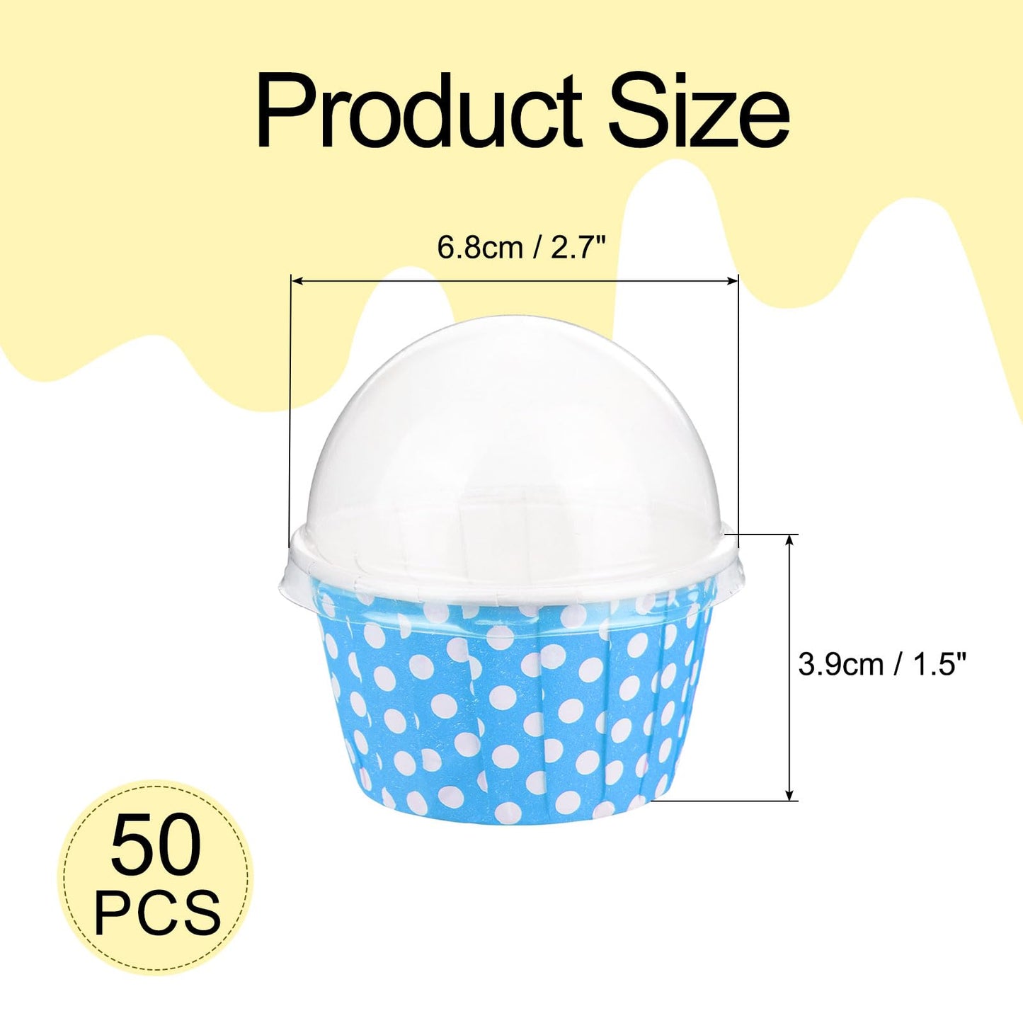 uxcell 50 Set Cupcake Liners with Dome Lids, Muffins Liners Wrappers, Disposable Baking Cups for Wedding and Birthday Party Decoration White