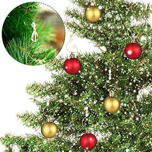 Ripeng Hook Ornament Acrylic Wire Hook Decoration for Tree Hanger, Home Decor, 4 Styles(Gold Hook, Transparent Bead,36 Pieces)