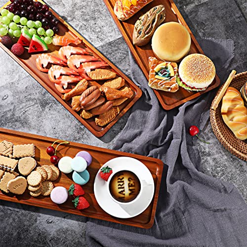 Marsui Set of 10 Rectangular Acacia Wood Serving Trays - Rustic Food & Drink Platters