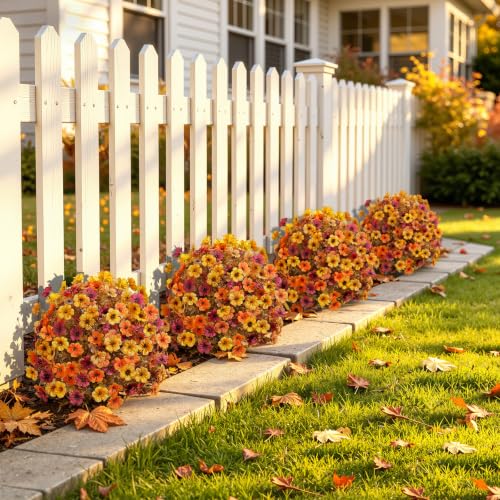 Artificial Fall Topiary Ball Flowers 20-inch Outdoor Decor, 2 Pack