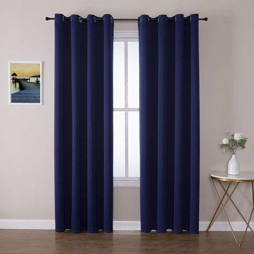 ChrisDowa Blackout Curtains - 108-Inch Long Grommet Thermal Insulated Panels | Navy Blue, 2-Piece Set