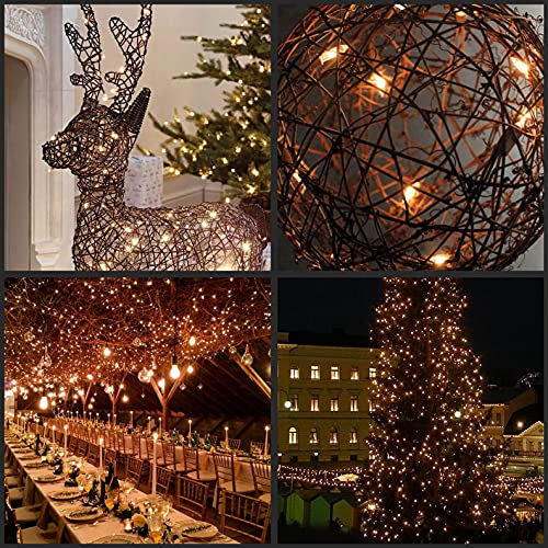 YULETIME 100 Warm White Christmas Lights on Brown Wire - 33 ft UL Listed