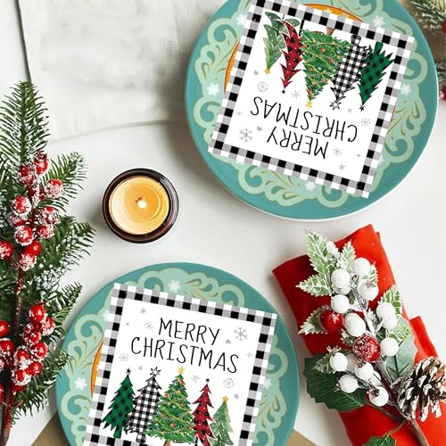 20Pcs Christmas Paper Napkins, Xmas Tree Farmhouse Disposable Napkins