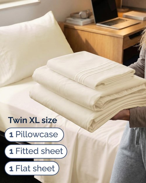 Hotel Luxury Twin XL Sheet Set by [Brand Name] - Comfy, Breathable & Cooling - Soft, Wrinkle-Free, Deep Pockets - Off White