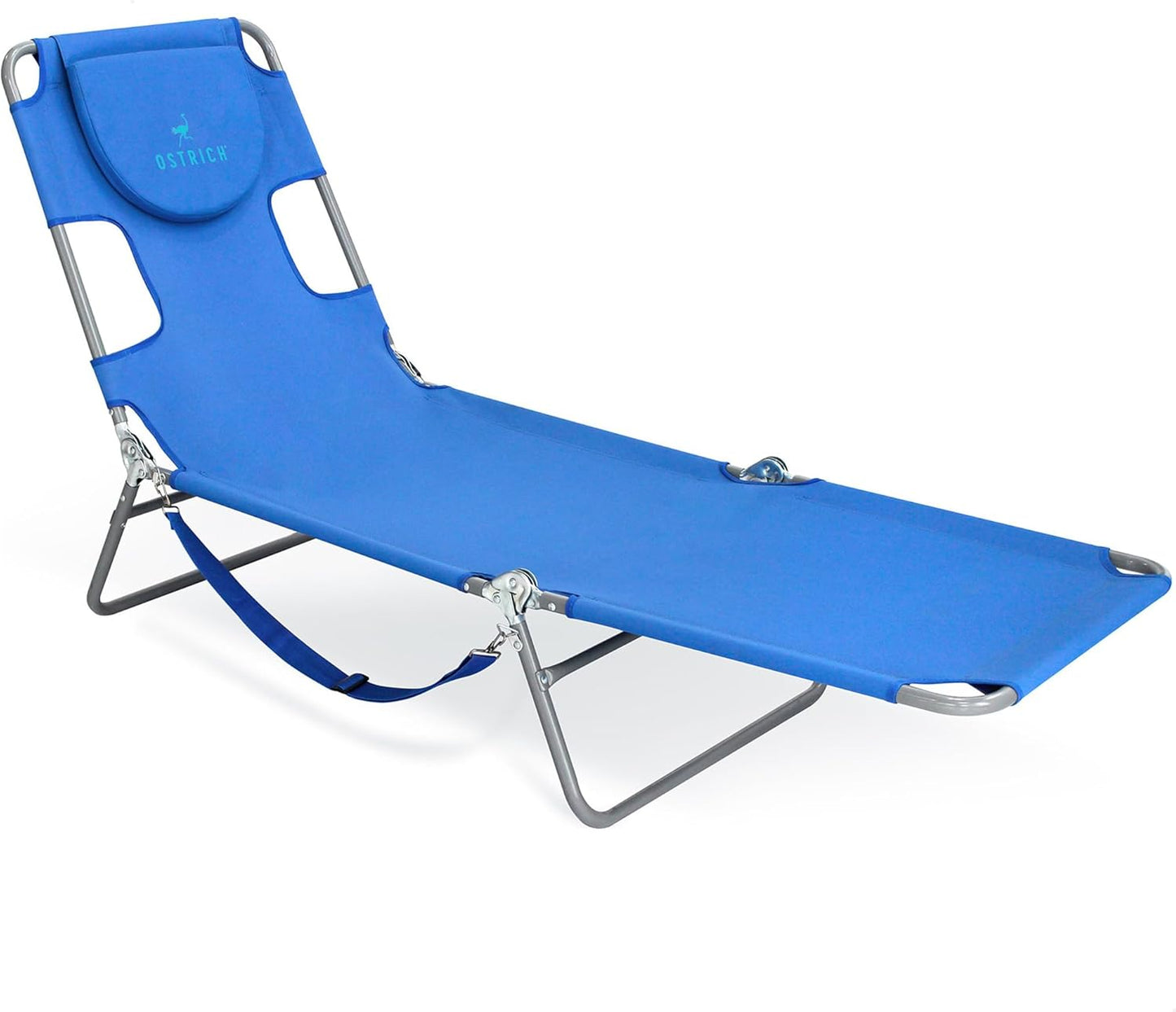 Ostrich Original Chaise Lounge - 72 x 22 Inch Portable Reclining Chair for Beach, Patio & Pool - Ocean Blue