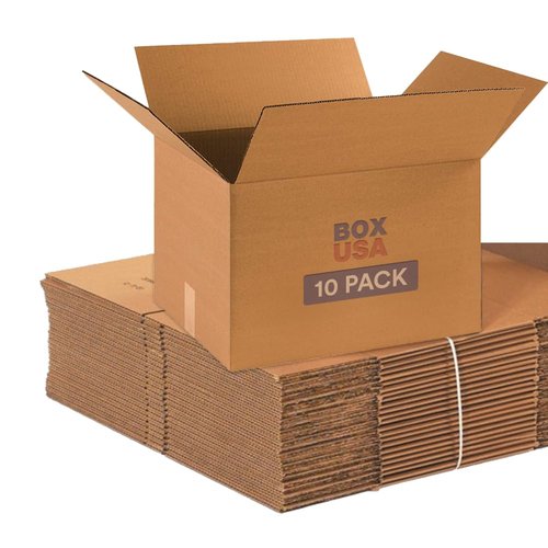 BOX USA Medium Moving Boxes - 10-Pack Corrugated Cardboard for Shipping, Mailing & Storage | 18"L x 14"W x 12"H