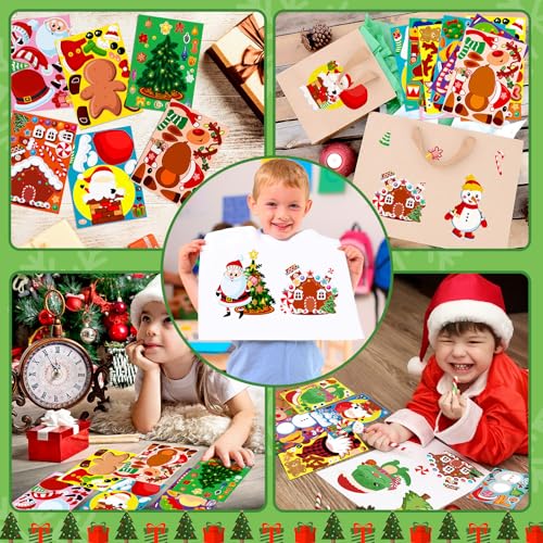 80UncleKimby 70 Sheets Christmas Stickers Bulk - 16 Festive Designs for Crafts & Gifts