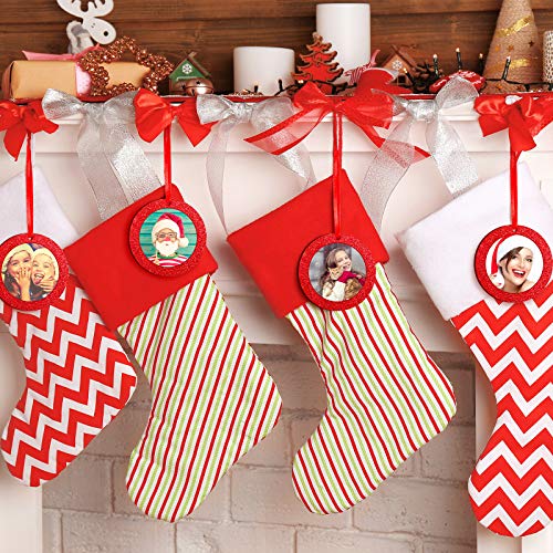 Christmas Photo Frame Ornaments - Set of 20 Glitter Felt Holiday Decorations