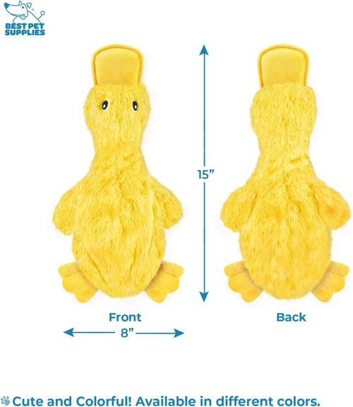Best Pet Supplies Interactive Squeaky Dog Chew Toy - Durable Crinkle Duck for All Dog Sizes (Yellow)