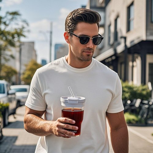 BLUEPOLAR Glass Cups with Lids and Straws,16oz/480ml Reusable Iced Coffee Glasses & Juice Bottles,Cold Brew Tumblers with Leakproof Lids,BPA-Free Glass Jars for Juicing,Matcha,Tea,Smoothie (Grey)