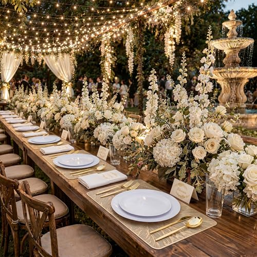 Gold Disposable Plastic Silverware Set - Heavy Duty 300 Pieces for Parties & Weddings