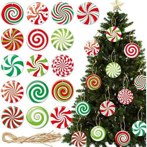 32pcs Christmas Tree Decorations Christmas Tree Hanging Ornament Colorful Candy Pendants Christmas Decorations Winter Xmas New Year Party Tree Ornaments DIY Home House Decor Craft Supplies